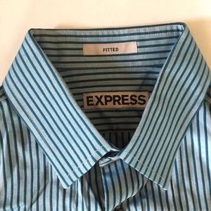 Almost new fitted Express striped blue dress shirt